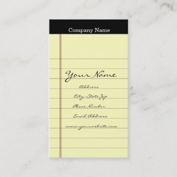 Legal Pad Business Cards by AJsGraphics at Zazzle