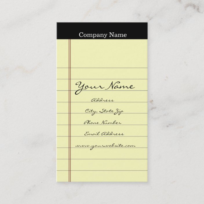 Legal Pad Business Cards Zazzle Com
