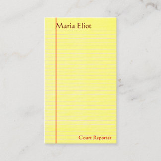 Legal Pad (court reporter, law clerk, legal) Business Card