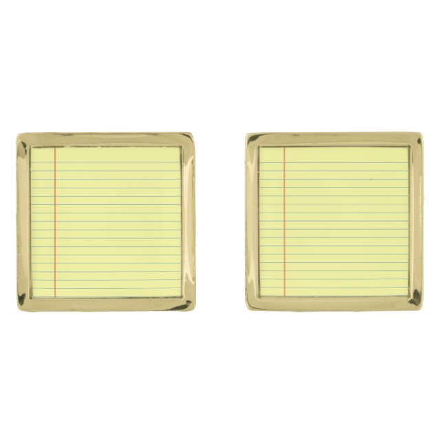 Legal Pad Pattern Gold Cufflinks (Front)