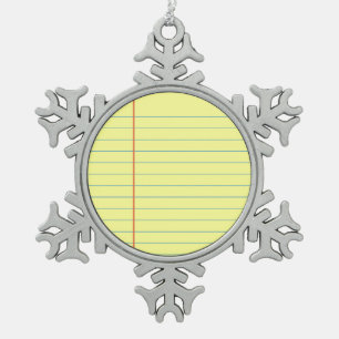 Legal Pad Pattern Snowflake Pewter Christmas Ornament