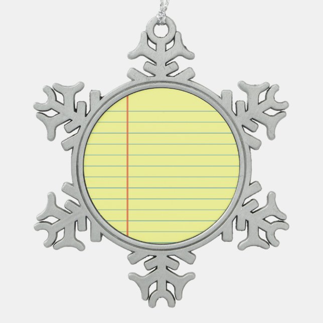 Legal Pad Pattern Snowflake Pewter Christmas Ornament (Front)