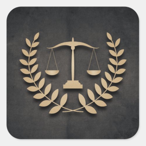 Legal Practice  Justice Scales and Laurel Wreath Square Sticker