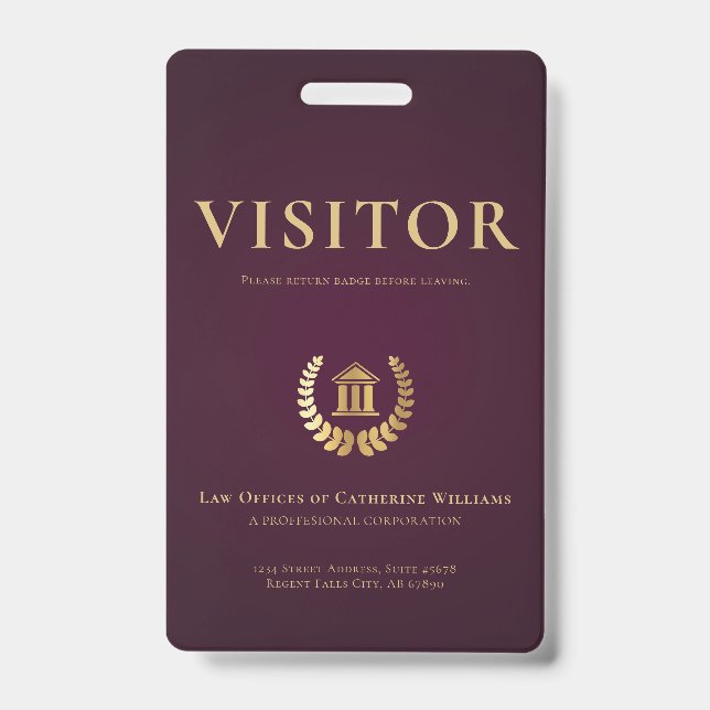 Legal Professional Business Visitor Badge (Front)