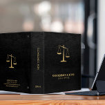 Legal professional lawyer office gold black<br><div class="desc">Upscale elegant lawyer custom binder featuring faux gold justice scale over a black faux leather (PRINTED) background.                Easy to personalize on front,  spine,  and backside!              Suitable for legal services consultants,  lawyer office,  attorneys at law,  solicitors,  legal advisors,  judge,  and other legal professionals.</div>