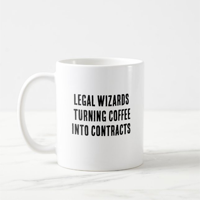 Legal wizards – turning coffee into contracts mug (Left)
