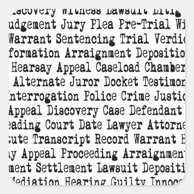 Legal Words Terminology  Square Sticker (Front)