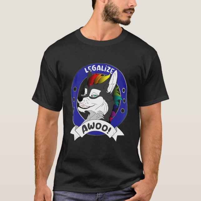 Legalize Awoo Gay Pride Furry Fandom Fursuiting Co T-Shirt (Front)