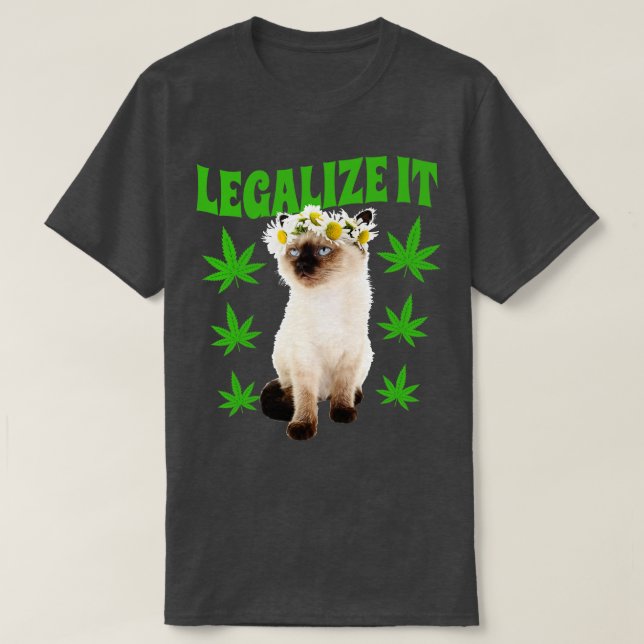 Legalize It Stoned Cat T-Shirt (Design Front)