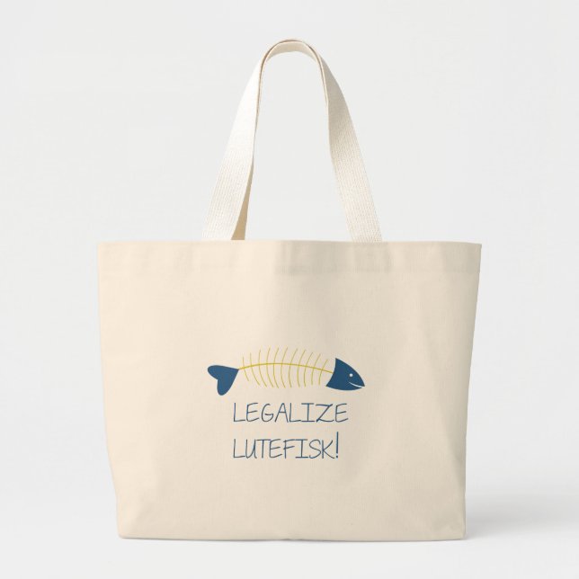 Legalize Lutefisk Fish Large Tote Bag (Front)