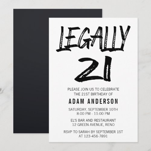 Legally 21 Modern Black And White 21st Birthday