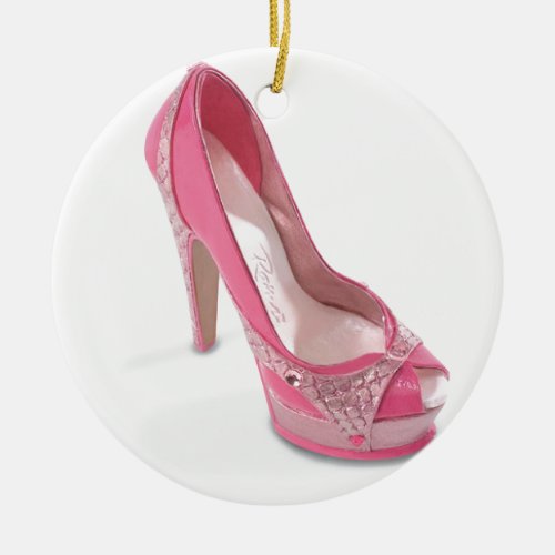 legally pink shoes ceramic ornament