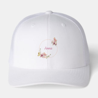 legant Floral Butterfly Rose Gold Hat Custom Name