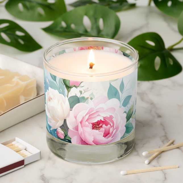 legant Watercolor Wedding Candle – Pers (Lit)