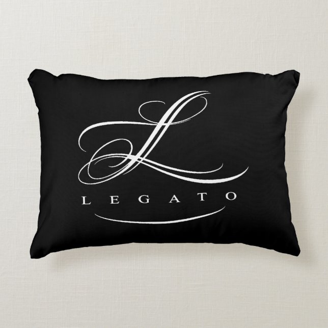 Legato Accent Pillow (black w/white logo) (Front)
