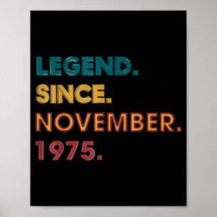 Legend 1975 50th Birthday For Men Women 50 Year Ol Poster