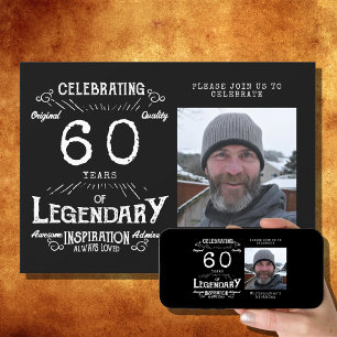 Legend 60th Birthday Photo Black Vintage Invitation