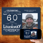 Legend 60th Birthday Photo Blue Vintage Invitation<br><div class="desc">Celebrate your Legendary Inspiration with family and friends in style! Our 60th Birthday Vintage Blue Photo Invitation features a classic design with your favorite photo and a blue background. Perfect for inviting everyone to your memorable gathering for a legendary night of celebration.</div>