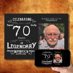 Legend 70th Birthday Photo Black Vintage Invitation<br><div class="desc">Celebrate a legend's 70th birthday with these unique black and white vintage style invitations. Perfect for honoring an individual who has achieved something legendary and deserves to be celebrated! These high-quality invites will help bring together friends and family to mark this special occasion. Don't miss out - start planning now...</div>