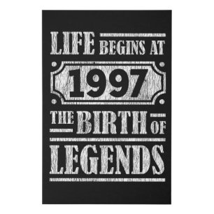 Legend Born in 1997 Retro Vintage Birthday Gift Faux Canvas Print