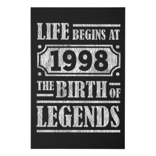 Legend Born in 1998 Retro Vintage Birthday Gift Faux Canvas Print