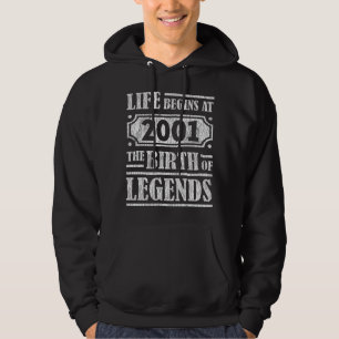Legend Born in 2001 Retro Vintage Birthday Gift Hoodie