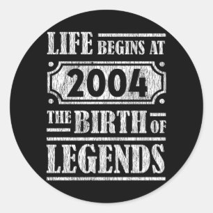 Legend Born in 2004 Retro Vintage Birthday Gift Classic Round Sticker