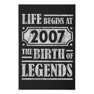 Legend Born in 2007 Retro Vintage Birthday Gift Faux Canvas Print