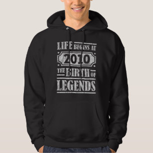 Legend Born in 2010 Retro Vintage Birthday Gift Hoodie