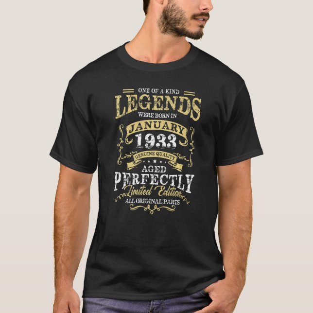 Legend Born In January 1933 90th Birthday Tee 90 Y (Front)