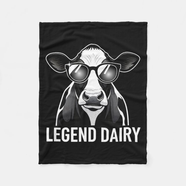 Legend Dairy, Cool Cow With Sungles  Fleece Blanket (Front)