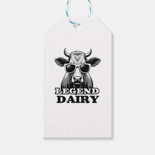 Legend Dairy Funny Farmer Cow Farmer Pun Graphic T Gift Tags