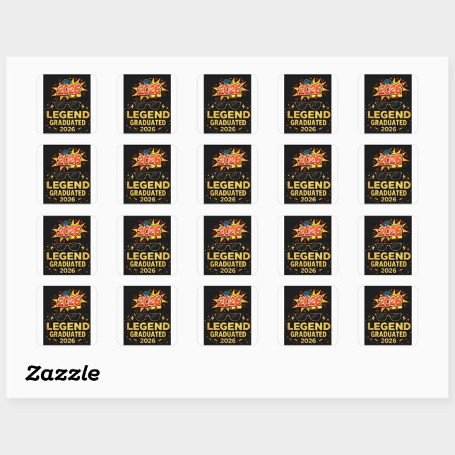 Legend Graduated 2026 Funny Graduation Design |pos Square Sticker (Sheet)