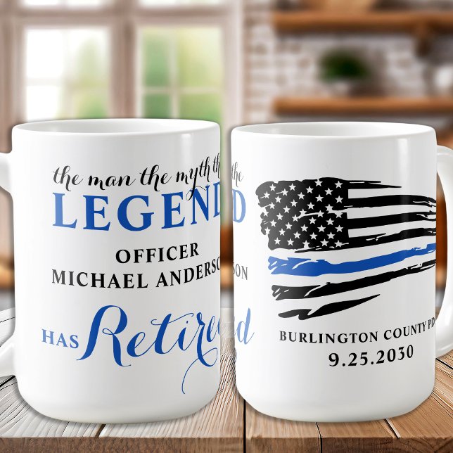 Legend Has Retired Thin Blue Line Personalized Coffee Mug (Creator Uploaded)