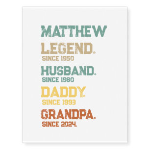 Legend Husband Daddy Grandpa Custom Name Classic Temporary Tattoos