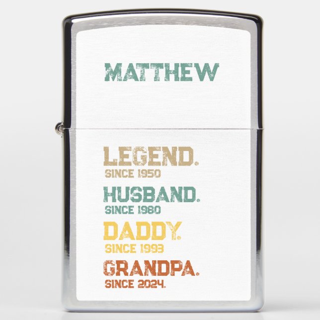 Legend Husband Daddy Grandpa Custom Name Classic Zippo Lighter (Front)
