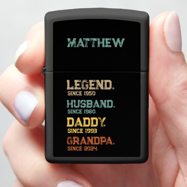 Legend Husband Daddy Grandpa Custom Name Classic Zippo Lighter (In Hand)