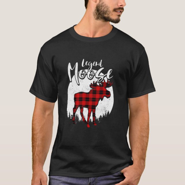 Legend Moose Red Plaid Buffalo Matching Family Paj T-Shirt (Front)