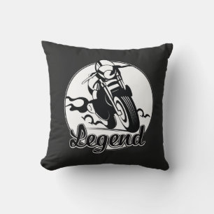 Legend Motorcycle T-Shirt Throw Pillow