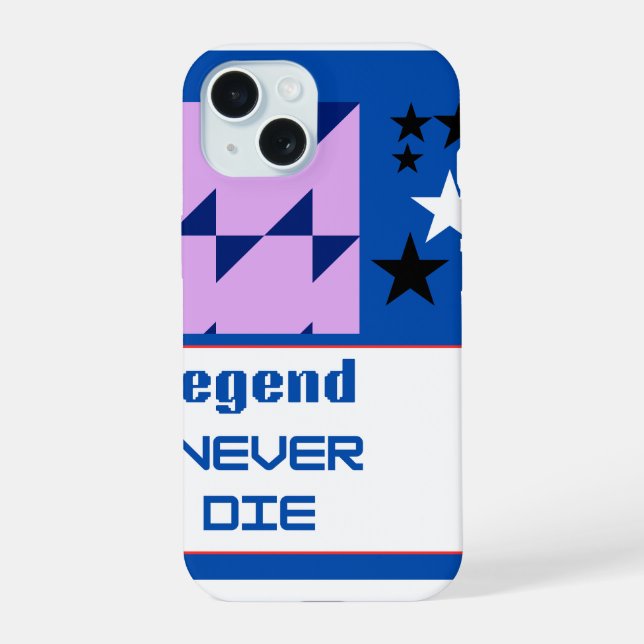 Legend Never Die Bold Typography Motivational Desi iPhone 15 Case (Back)