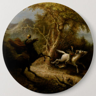 Legend of Headless Horseman Halloween Ghost Button