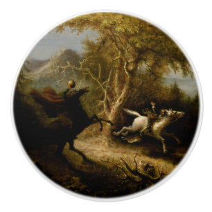 Legend of Headless Horseman Halloween Ghost Ceramic Knob
