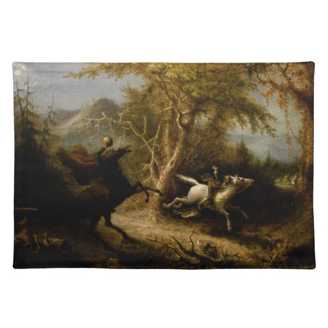 Legend of Headless Horseman Halloween Ghost Cloth Placemat (Front)