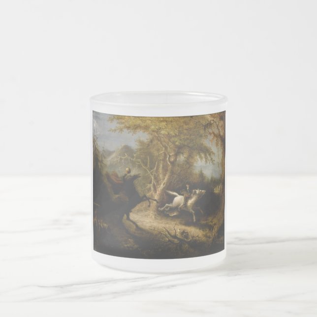 Legend of Headless Horseman Halloween Ghost Frosted Glass Coffee Mug (Center)