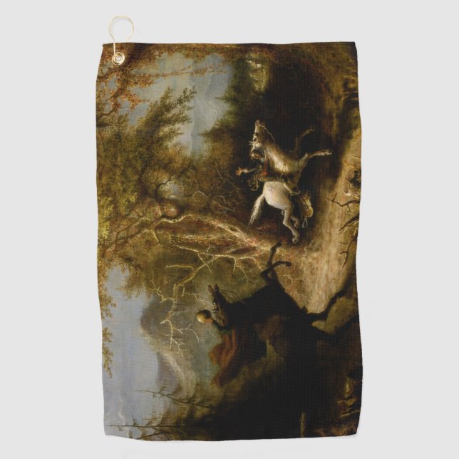 Legend of Headless Horseman Halloween Ghost Golf Towel (Front)