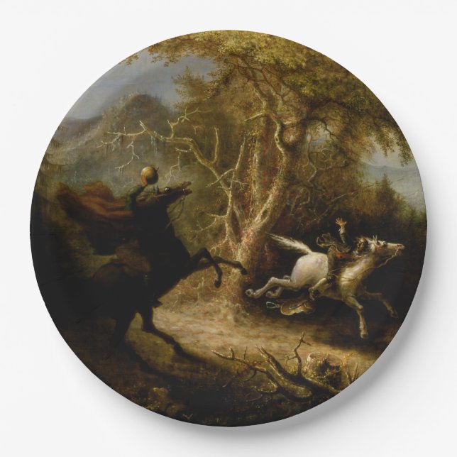 Legend of Headless Horseman Halloween Ghost Paper Plates (Front)