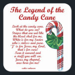 Legend Of The Candy Cane Religious Christmas Square Sticker<br><div class="desc">Legend Of The Candy Cane Religious Christmas Square Sticker.</div>