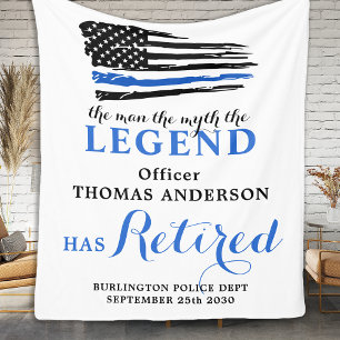 Legend Police Officer Retirement Thin Blue Line Fleece Blanket