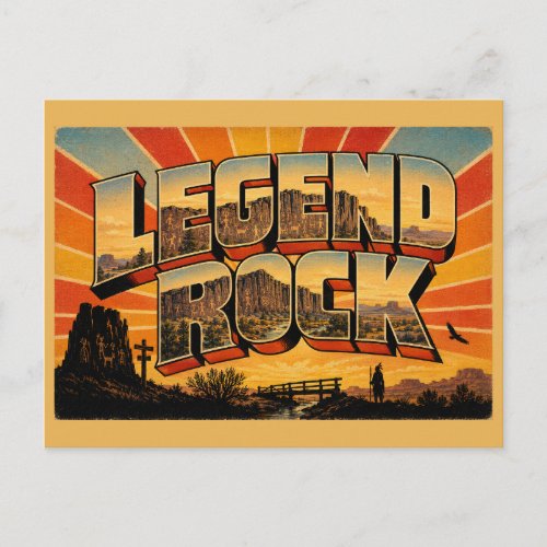 Legend Rock WY Petroglyph Cliff Desert Art Postcard