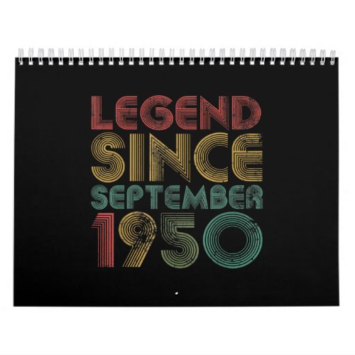 Legend September 1950 71 Years Old 71th Birthday Calendar